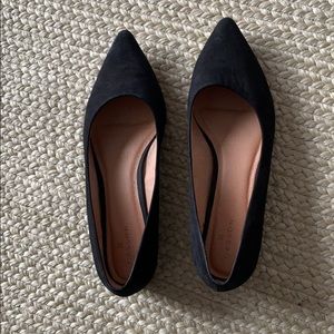 Black suede pointed flats